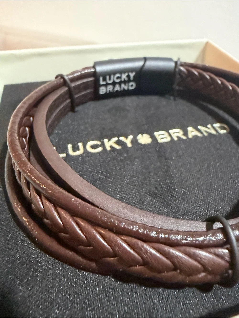 Lucky Brand Men’s Dark Brown Multi-Strand Leather Bracelet